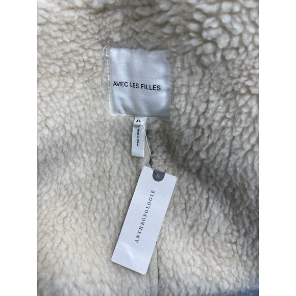 Avec Les Filles Anthropologie Coat Women Brown Faux Shearling Boho Size XL NWT - Picture 12 of 12